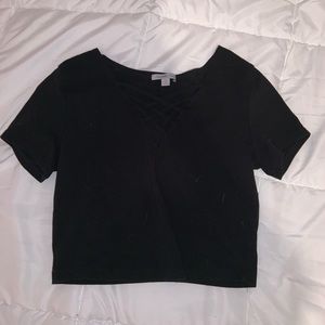 black v- neck crop top